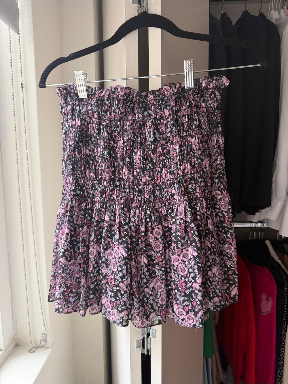 Zara Black Mini Skirt with Pink Floral Print